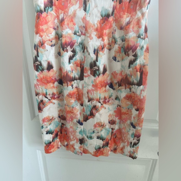 L K Bennett Dress Size 6 Coral Duchess Dress Elegant Watercolor Work Career - Picture 1 of 9